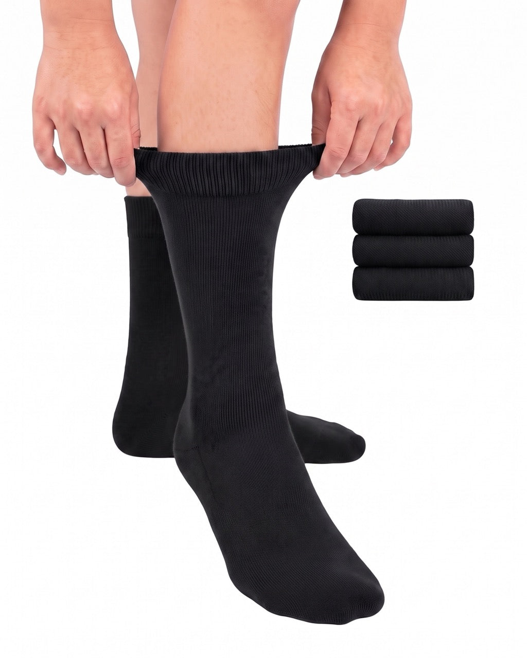 Hugh Ugoli Cotton Dress Crew Socks for Kids, 3 Pairs in Black
